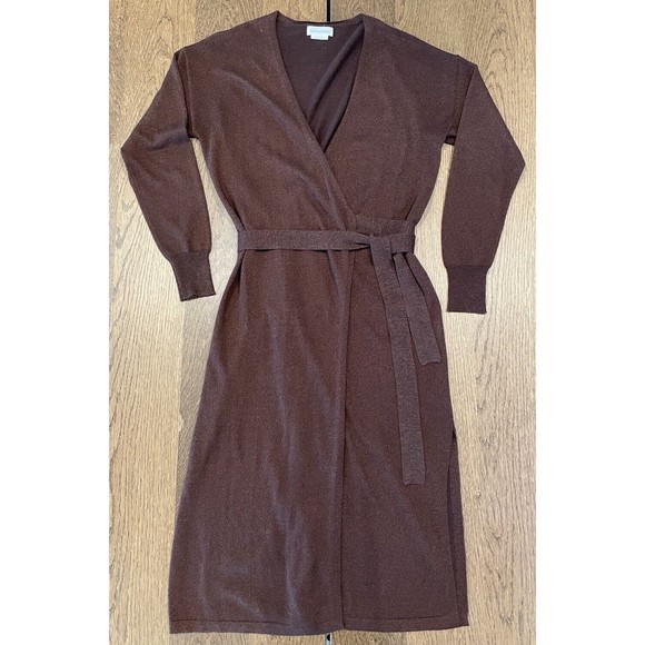 Lovers And Friends Azita Wrap Dress Women’s Size S Chocolate Brown Midi Shimmer - Picture 4 of 16